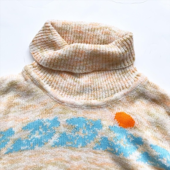 Vintage Lanval sailboat scene light knit turtle neck sweater EUC M(8Y) - Picture 3 of 9